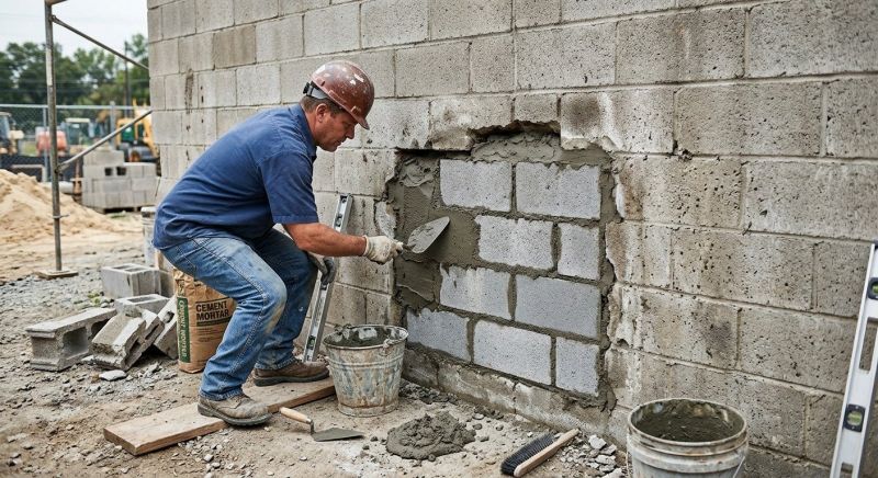 Cinder Block Wall Repair in Brazoria County, TX