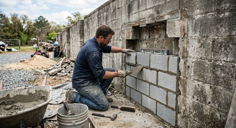 Cinder Block Wall Repair in Friendswood, TX