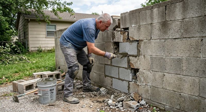 Cinder Block Wall Repair in Hitchcock, TX